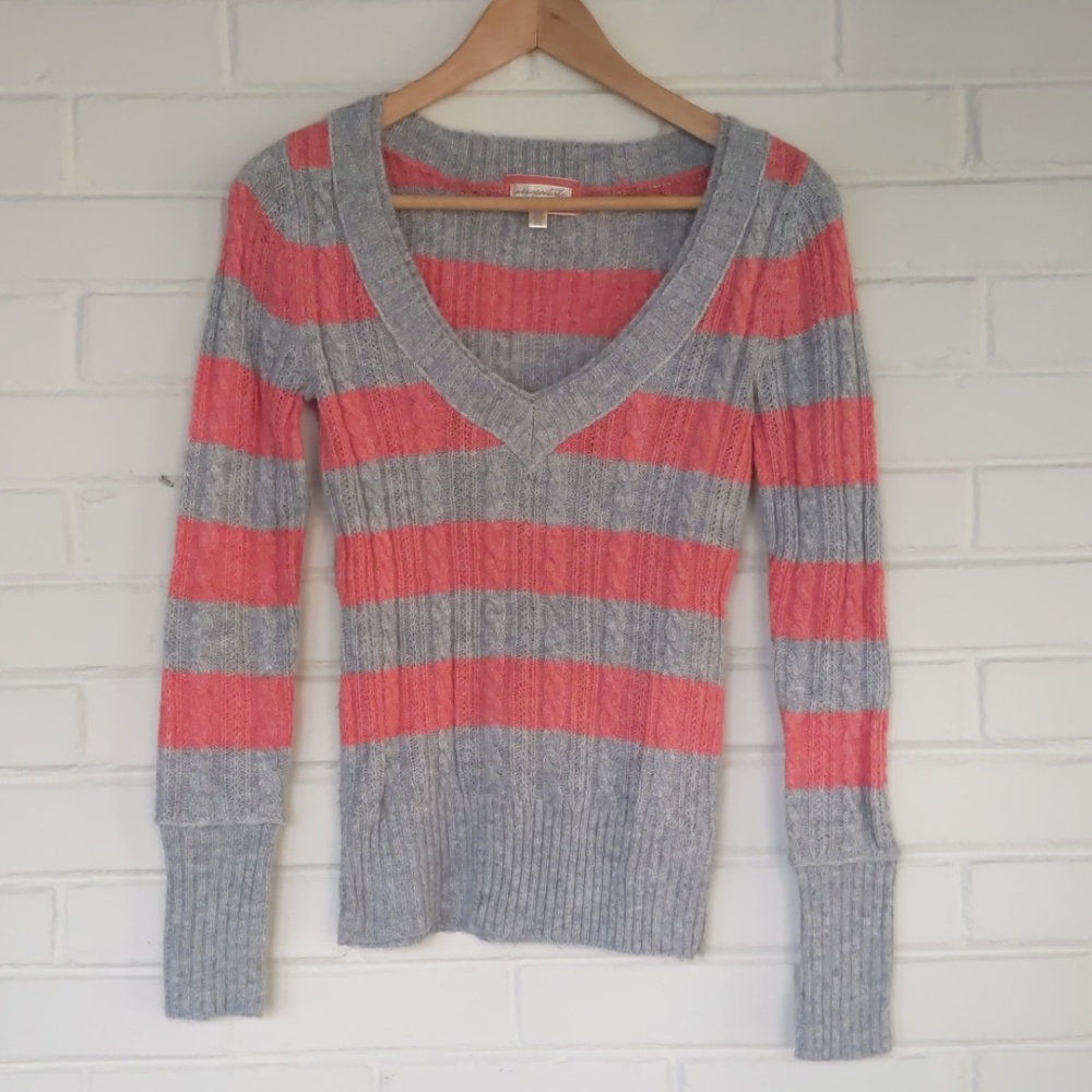 Aeropostale Salmon Striped Sweater